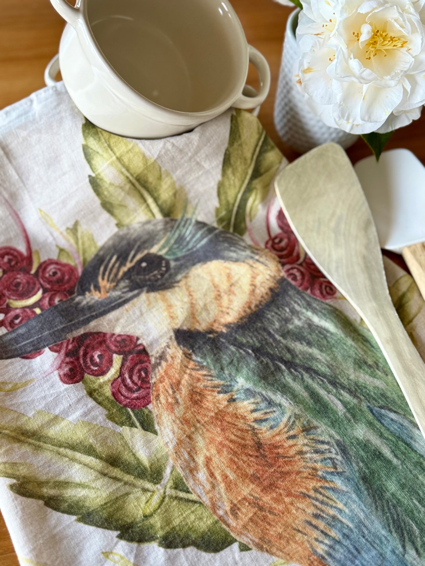 KINGFISHER LINEN TEA TOWEL