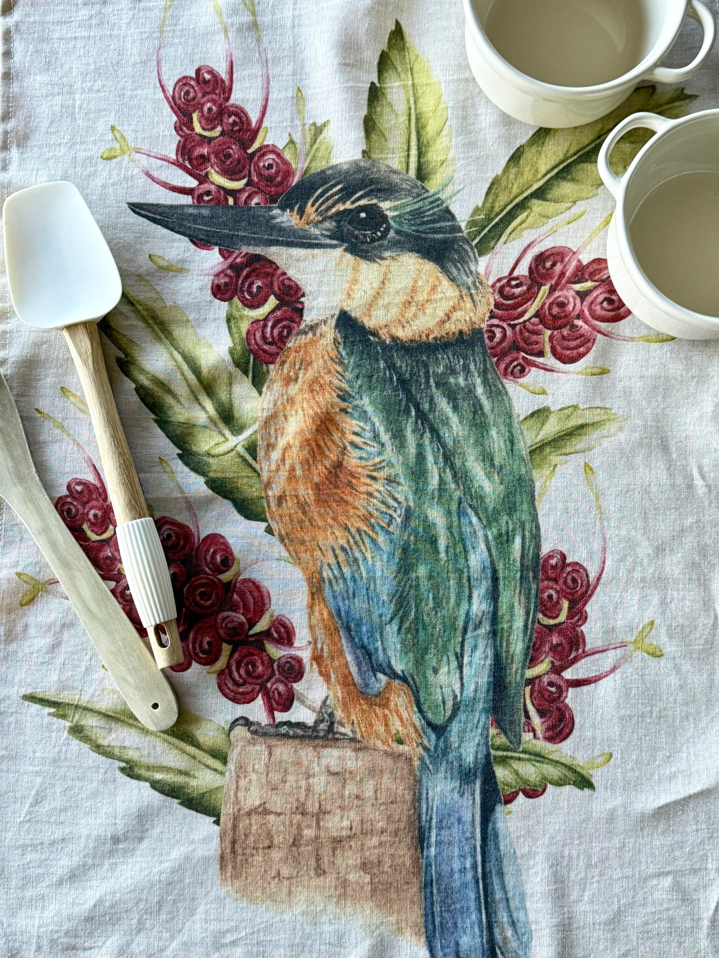KINGFISHER LINEN TEA TOWEL