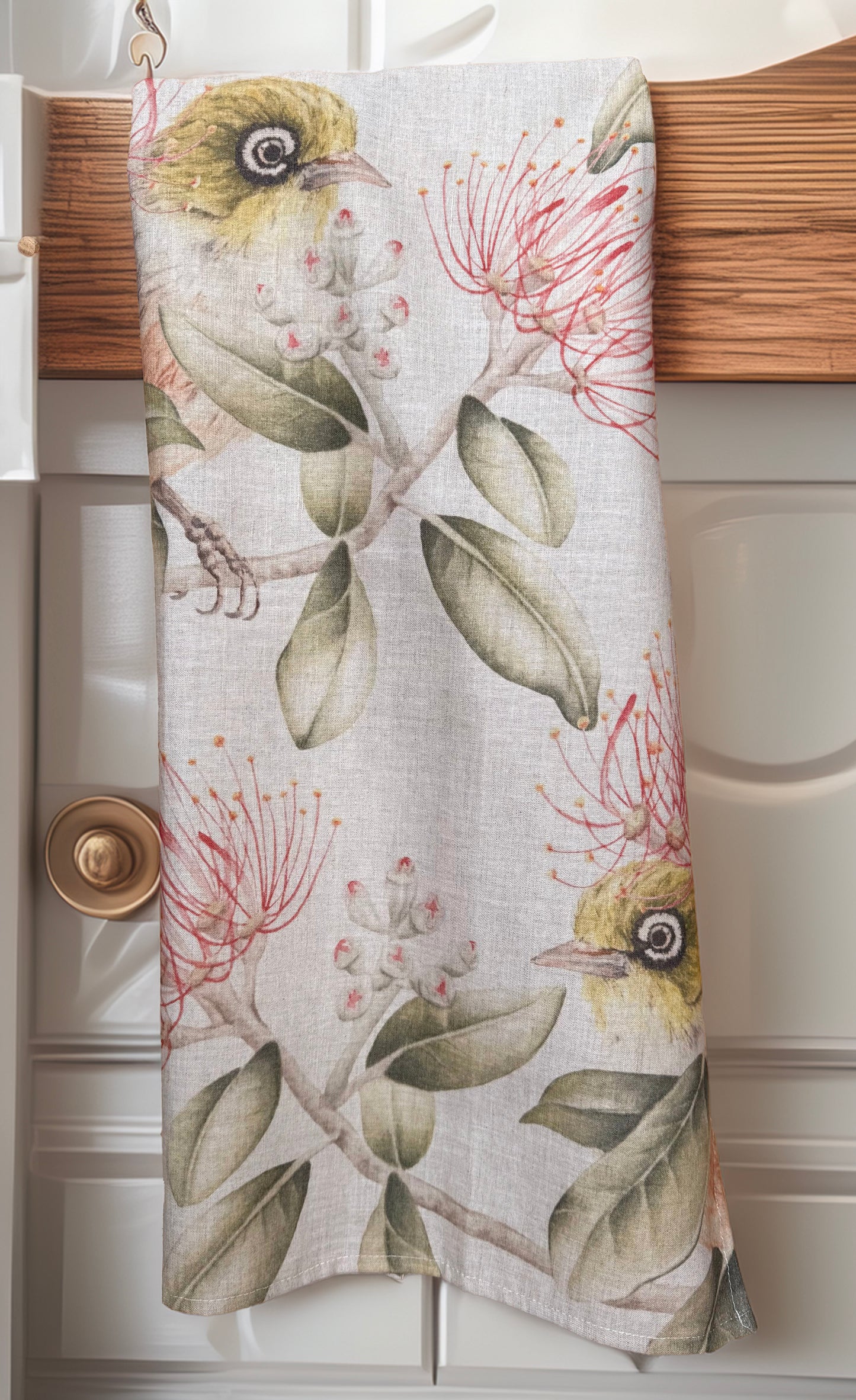 WAXEYE on POHUTUKAWA LINEN TEA TOWEL