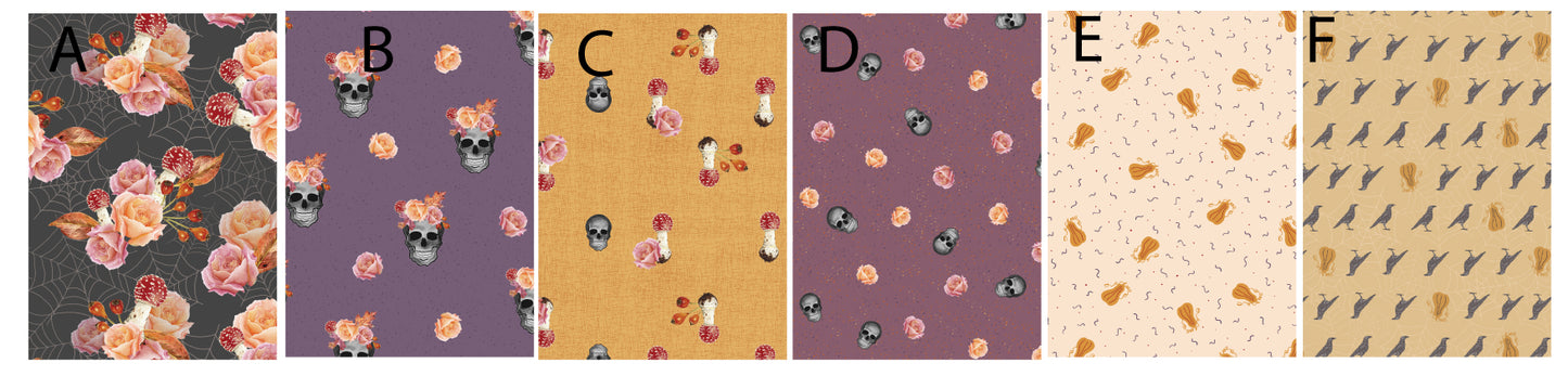"FLOWERS AND SKULLS" QUILTING FABRIC COLLECTION