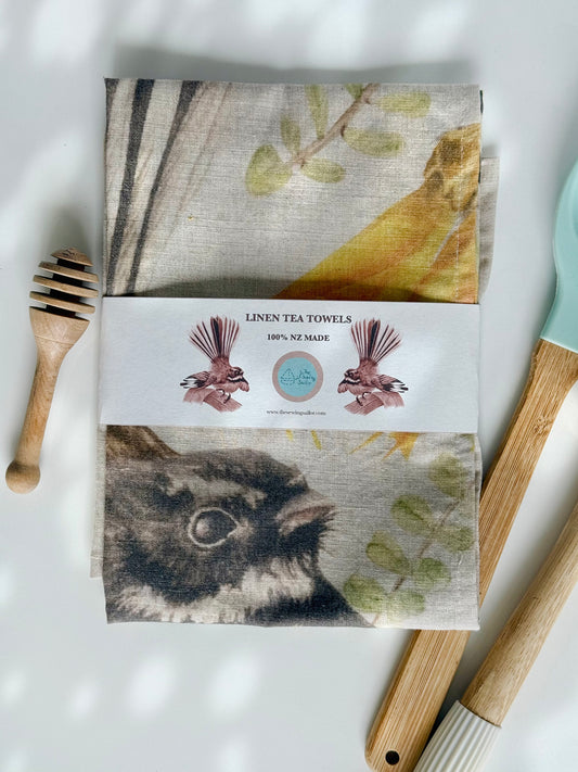 FANTAIL on KOHWAI LINEN TEA TOWEL