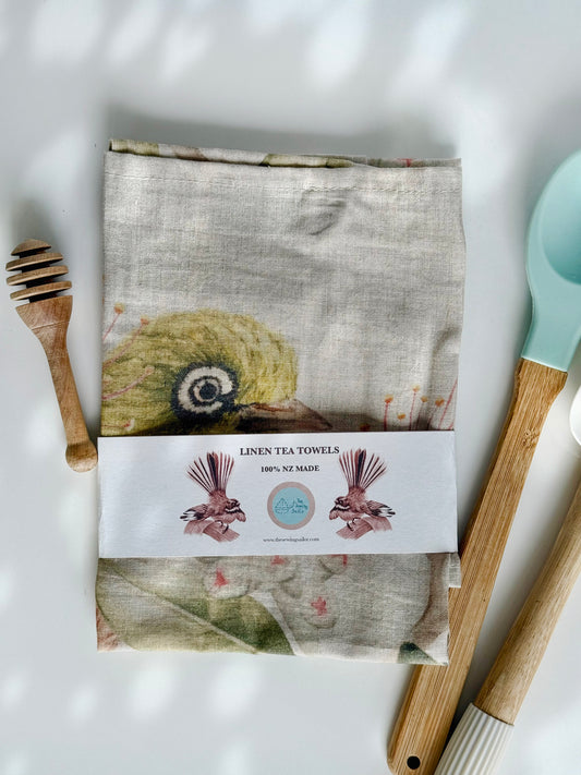 WAXEYE on POHUTUKAWA LINEN TEA TOWEL